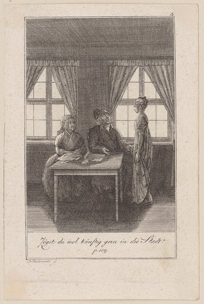 Pastor Asks His Daughter if She Wants to Move to the City, Plate 3 of the Series "The Call to the City" by Daniel Nikolaus Chodowiecki