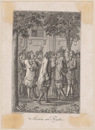 Scarron at the Window. Story by Kretschmann by Daniel Nikolaus Chodowiecki