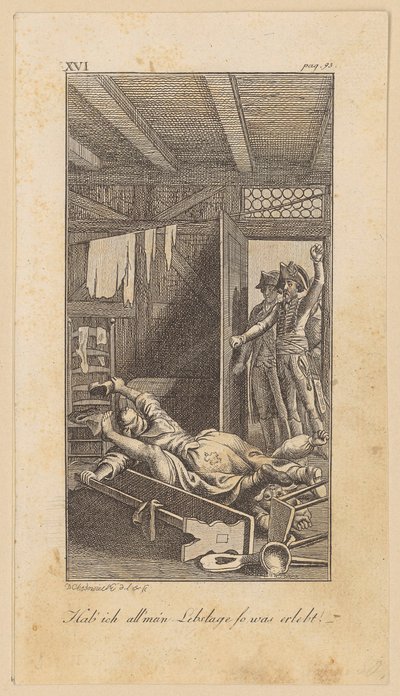 Siegfried von Lindenberg surprises his schoolmaster during a domestic scene by Daniel Nikolaus Chodowiecki