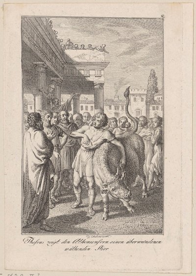 Theseus Shows the Athenians a Defeated Furious Bull, Plate 2 to Becker