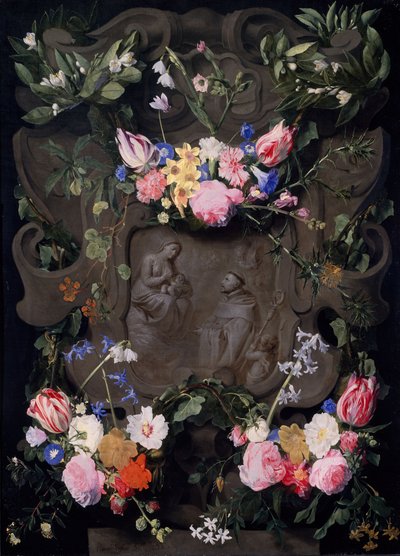 The Miracle of St Bernard in a Garland of Flowers by Daniel Seghers