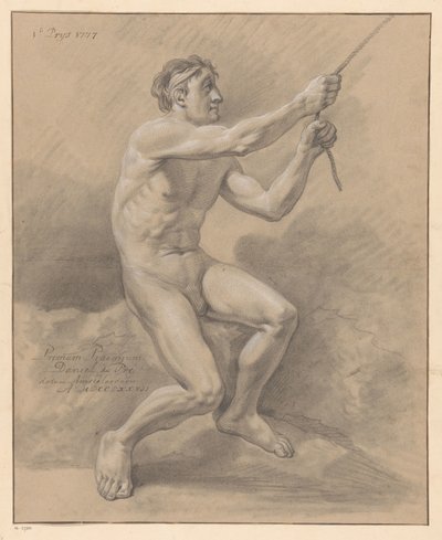Seated Male Nude, Seen from the Side (1st Prize 1777) by Daniël Dupré