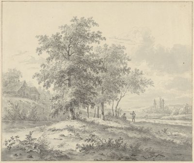 Landscape with Two Figures Under Trees by Daniël van Oosterhoudt (possibly)
