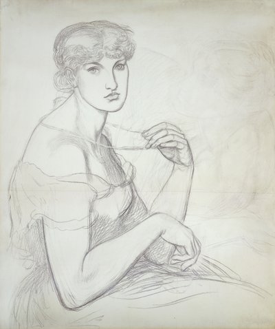 A Seated Woman Holding a Necklace, to the Right Another Female Figure by Dante Gabriel Charles Rossetti