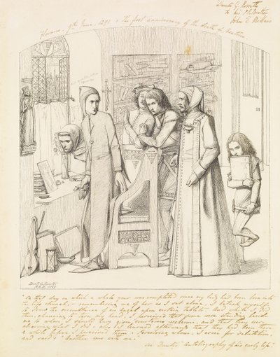 Dante Drawing an Angel on the First Anniversary of the Death of Beatrice by Dante Gabriel Charles Rossetti
