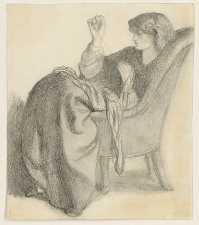 Lachesis: Study of Jane Morris Seated in a Chair Sewing by Dante Gabriel Charles Rossetti