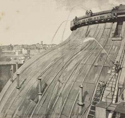 Washing cupola of Palazzo Montecitorio, Rome, Italy (engraving) by Dante Paolocci