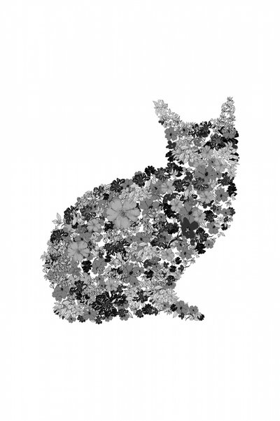 Floral Cat Silhouette by Danushka Abeygoda