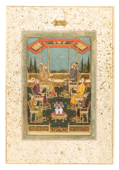 A Gathering of Princes, c.1710 (Opaque Watercolor & Gold on Paper, Mounted as an Album Page) by Das Bhawani