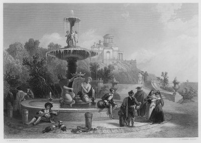 The Fountain at Madrid, from the picture in the Royal Collection by David (after) Roberts