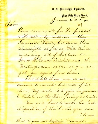 Letter from David D. Porter to Seth Ledyard Phelps, June 23, 1863 by David D. Porter