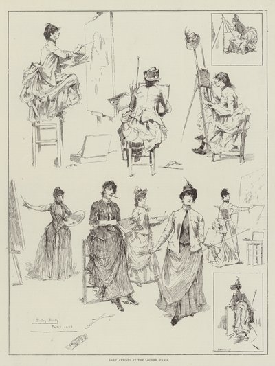 Lady Artists at the Louvre, Paris by David Hardy