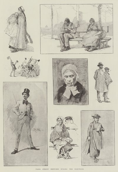 Paris Street Sketches during the Elections by David Hardy