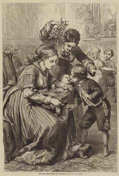 The First Kiss under the Mistletoe by David Henry Friston