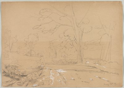 Landscape with Man Fishing, Conway, New Hampshire by David Johnson