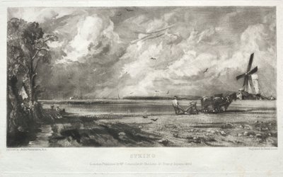 Various Subjects of Landscape, Characteristic of English Scenery from Pictures Painted by John Constable, R.A.: Spring. A Mill on a Common. Hail Squalls. East Bergholt, Suffolk by David Lucas