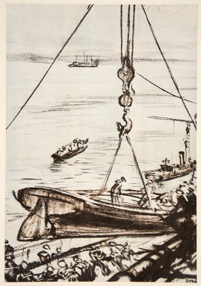 On a Battleship: Lowering a Boat from the Main Derrick by David Muirhead Bone