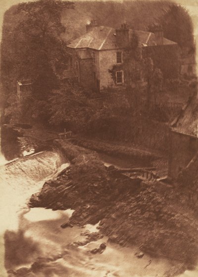 Colinton Manse and Weir, with Part of the Old Mill on the Right by David Octavius Hill and Robert Adamson