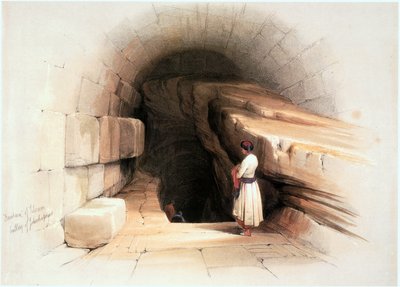 In the Holy Land: Jerusalem, Fountain of Siloam, Entrance to the Tunnel by David Roberts