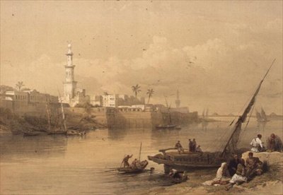 View on the Nile, ferry to Giza, from 