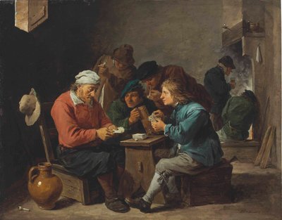Peasants Playing Cards in an Interior by David Teniers the Younger