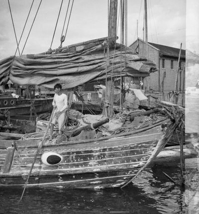 A Close View of the Starboard Bow of a Swatow Trader Type Junk at Kowloon, Hong Kong by David Watkin Waters