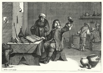 The Urine Doctor (engraving) by David the Younger (after) Teniers