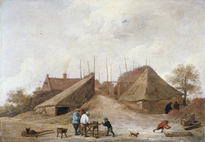 A Farm Yard with Figures Round a Table by David Teniers the Younger