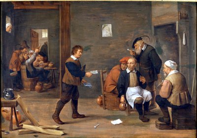 Men Heating Themselves in Front of the Fireplace in a Bistro by David Teniers the Younger