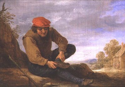 Seated man removing his shoe by David Teniers the Younger