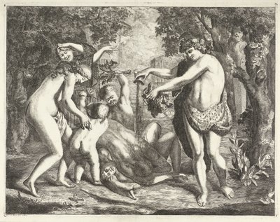 Landscape with Bacchanal, with Bacchus by David van der Plas