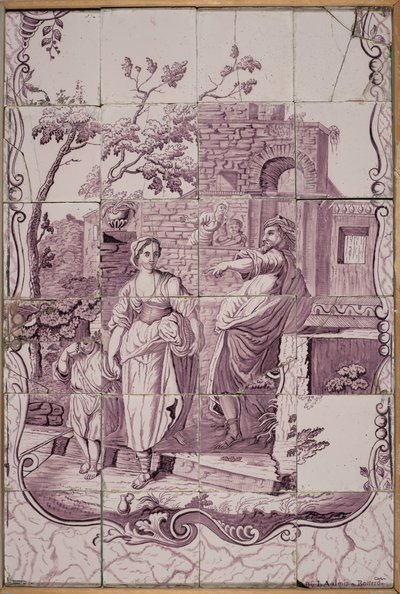 Tile Plaque: Abraham Expelling Hagar by De Bloempot Factory