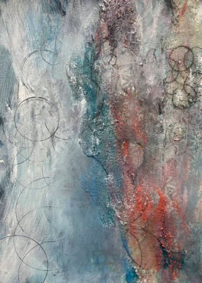 Abstract Blue Red Layers by Deb Chaney