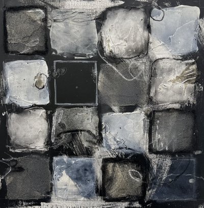 Distressed Abstract Squares Grid by Deb Chaney