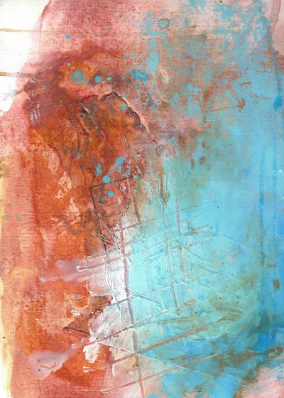 Distressed Teal Rust Abstract by Deb Chaney
