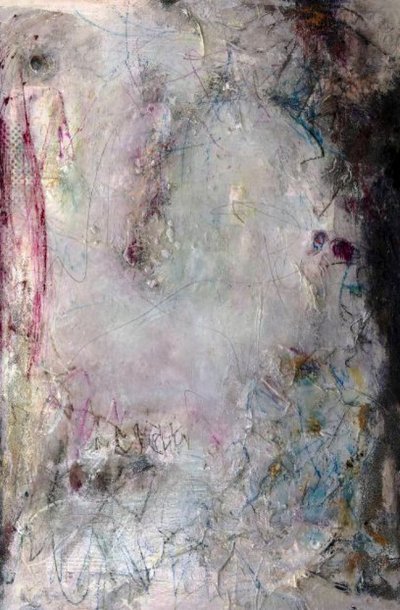 Dramatic Pink Blue Abstract by Deb Chaney