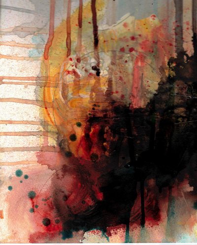 Fiery Abstract Drips by Deb Chaney