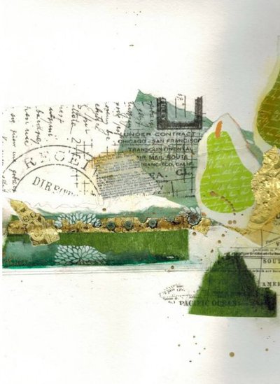 Green Pear Collage by Deb Chaney
