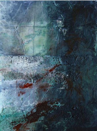 Moody Blue Green Abstract by Deb Chaney