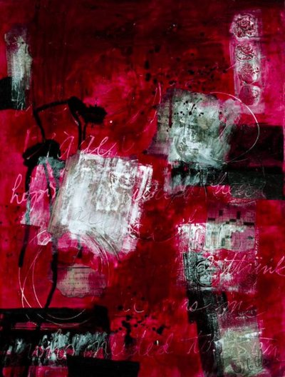 Red Hope Abstract by Deb Chaney