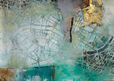 Teal Gold City Map by Deb Chaney