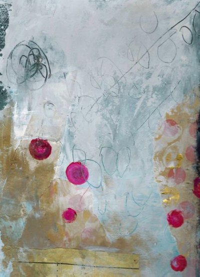Vibrant Abstract Gold Pink by Deb Chaney