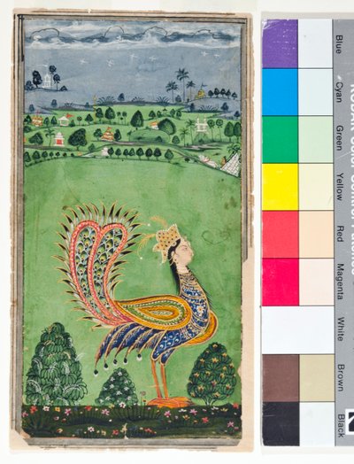 Mythical peacock with a woman