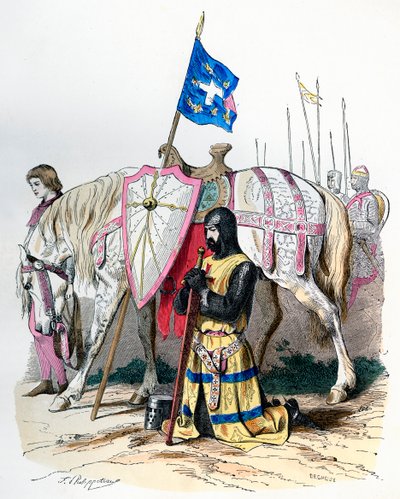 A knight saying a prayer before departing for the second crusade by Deghouy