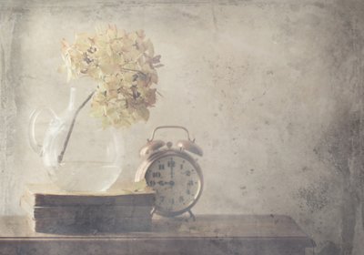Dried Flowers and Old Clock by Delphine Devos