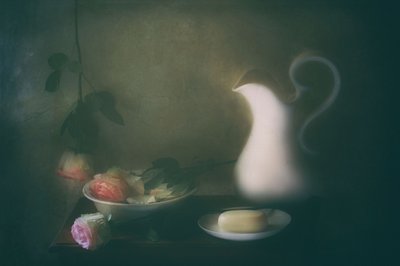 Faded Roses and Pitcher by Delphine Devos