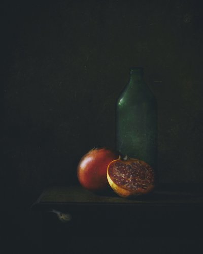 Moody Pomegranate Still Life by Delphine Devos