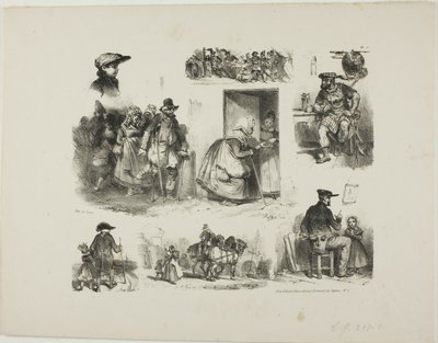 Sheet of Sketches by Denis Auguste Marie Raffet