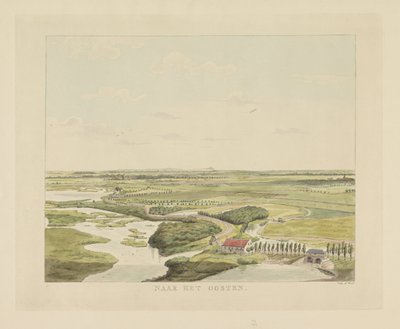 View of the Landscape East of Nijmegen, To the East (title on object), Views Around the City of Nijmegen (series title), Gelderland Panorama or Life View Drawn on Belvedere in Nijmegen (series title) by Derk Anthony van de Wart