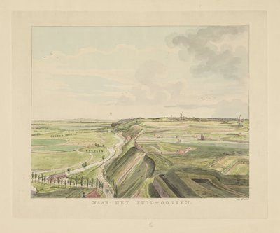 View of the Landscape Southeast of Nijmegen (To the Southeast) (Views Around the City of Nijmegen) (Gelderland Panorama or Round View Drawn from Life at Belvedere in Nijmegen) by Derk Anthony van de Wart